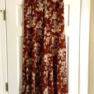 Lk New UMGEE brown floral tiered wide leg pants L